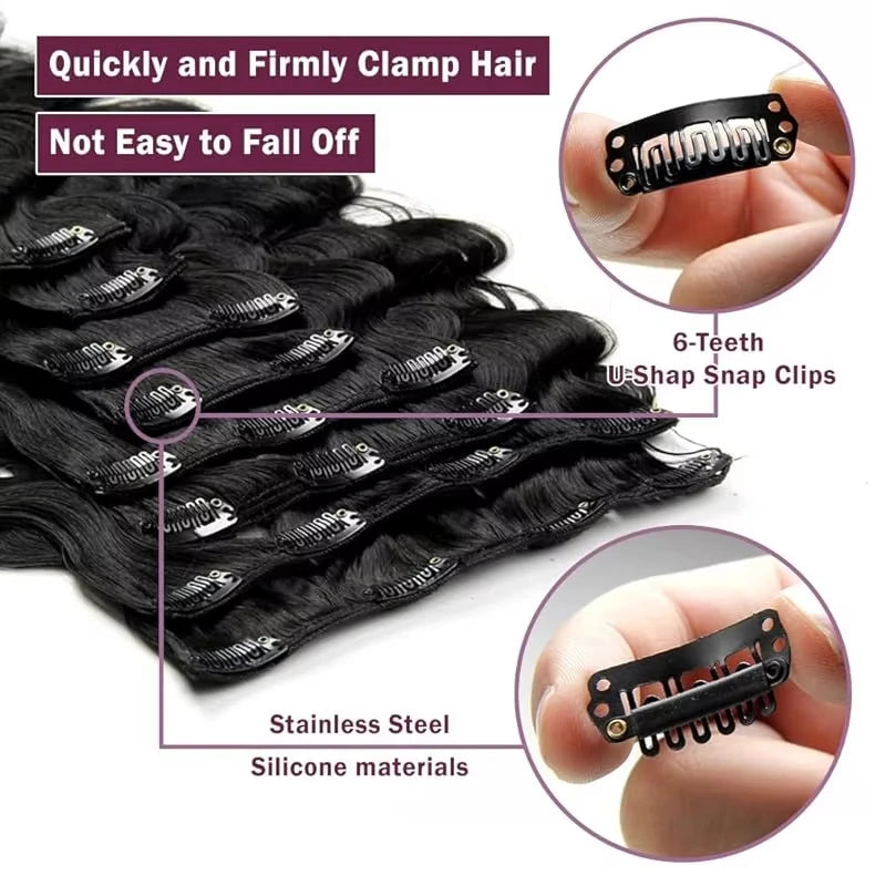 Brazilian Remy Body Wave Human Hair Natural Color Clip Ins