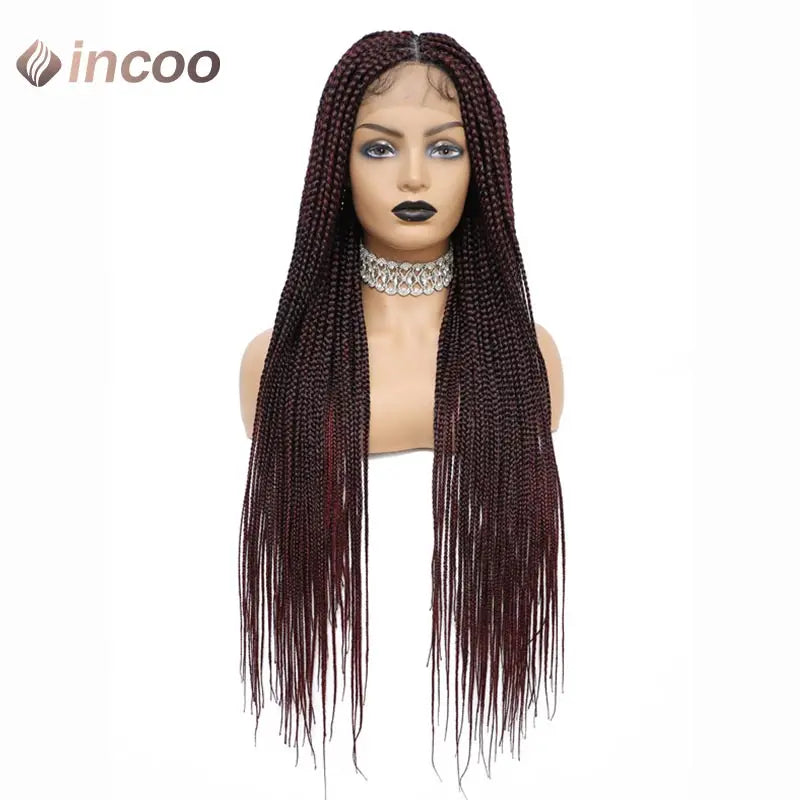 36" Full Lace Front Synthetic Box Braided Knotless Wigs - Various Colors Available