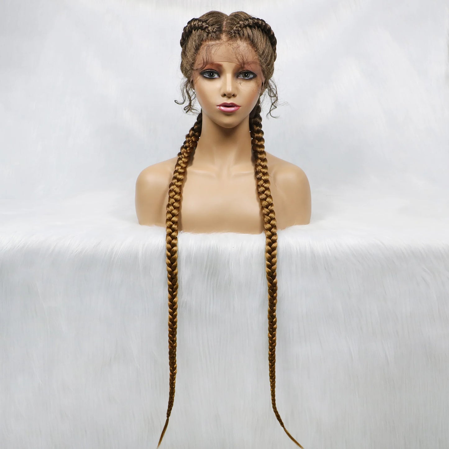 36 Inches Long Lace Front Synthetic Braided Wigs With Baby Hair - Various Colors Available