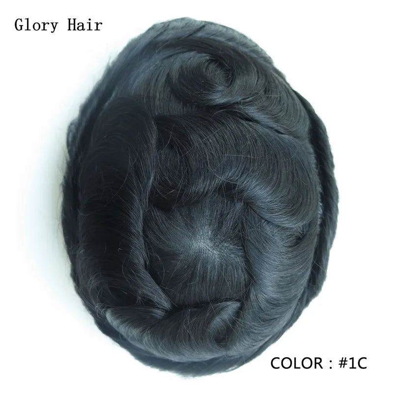 Indian Human Hair Thin Skin Hair Prosthesis 0.12 - 0.14 mm Toupee/Replacement Unit - Various Options Available