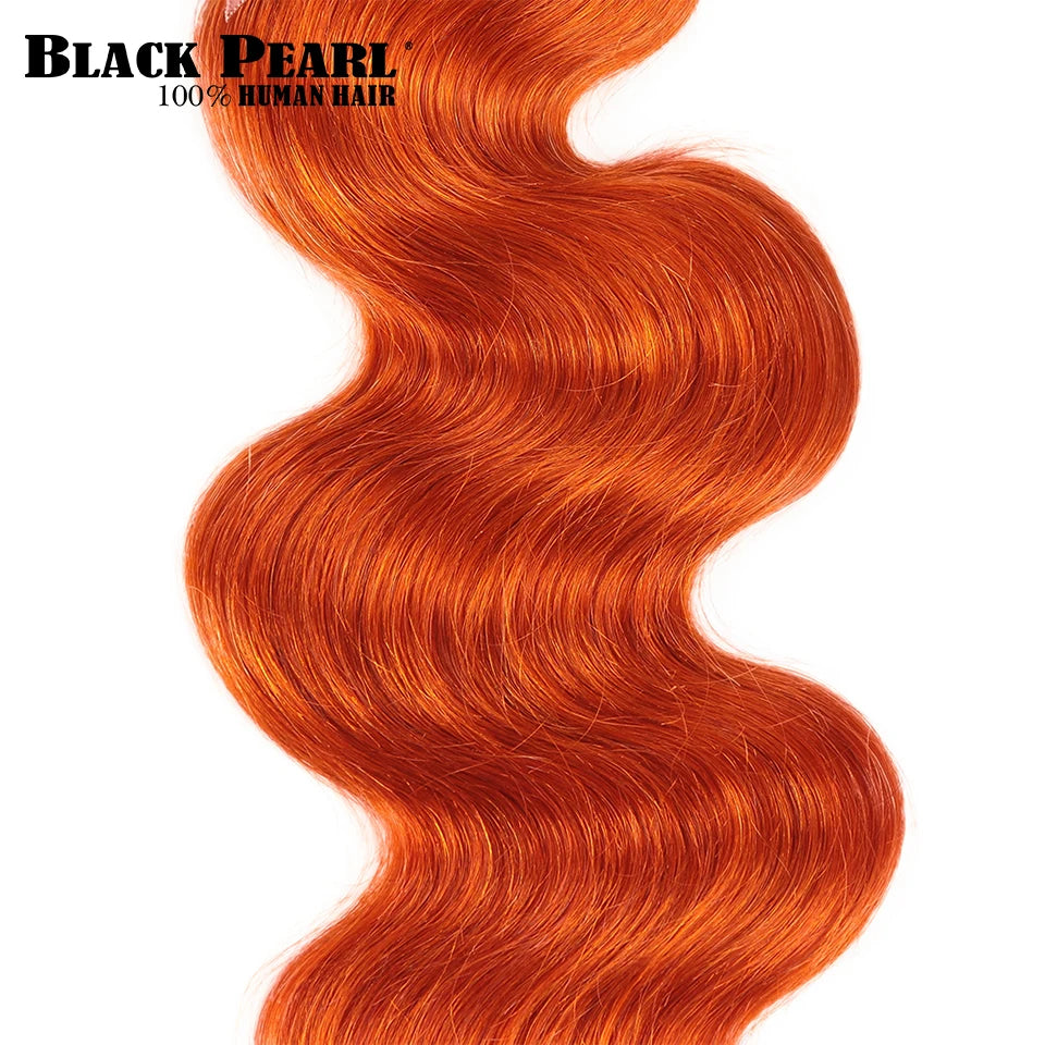 Black Pearl Ginger Orange Bundles With Closure - Brazilian Body Wave Human Hair