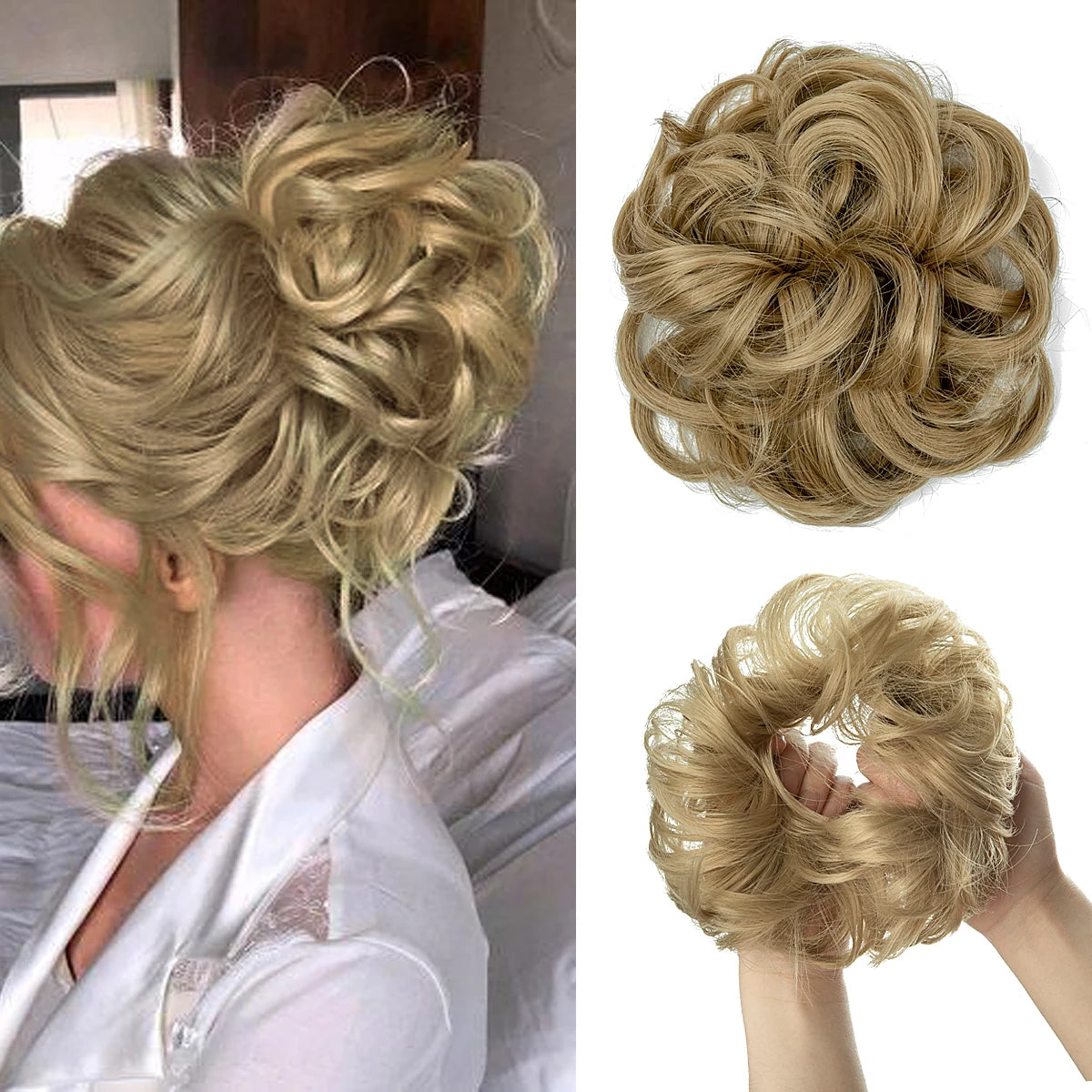 Synthetic Messy Curly Bun - Elastic Scrunchy Doughnut Updo Hair Pieces