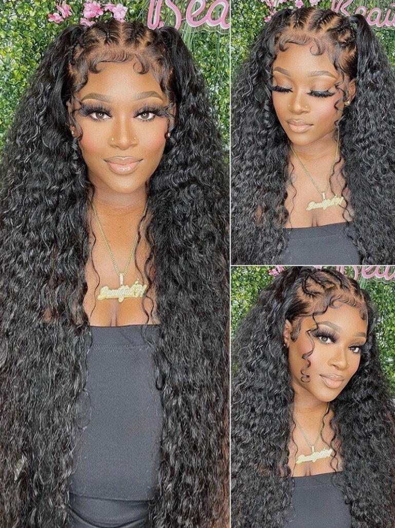2Trendy - Deep Curl Human Hair Pre-Plucked Lace 13x4 frontal or 4X4 Closure Wigs
