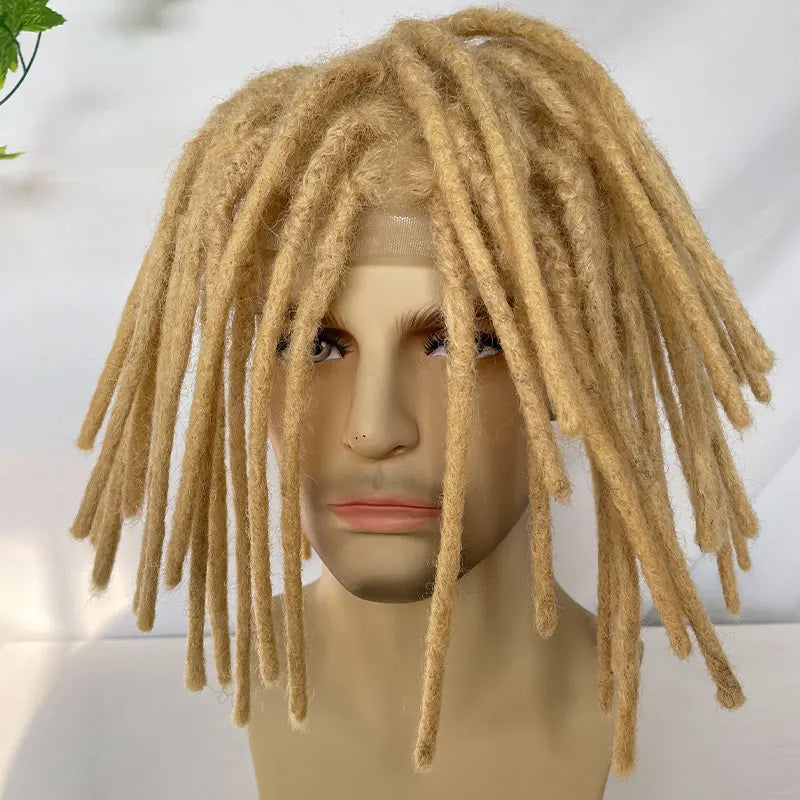 Full French Lace Base Afro Dreadlock 12Inch Toupee Human Hair System Hair Prosthesis