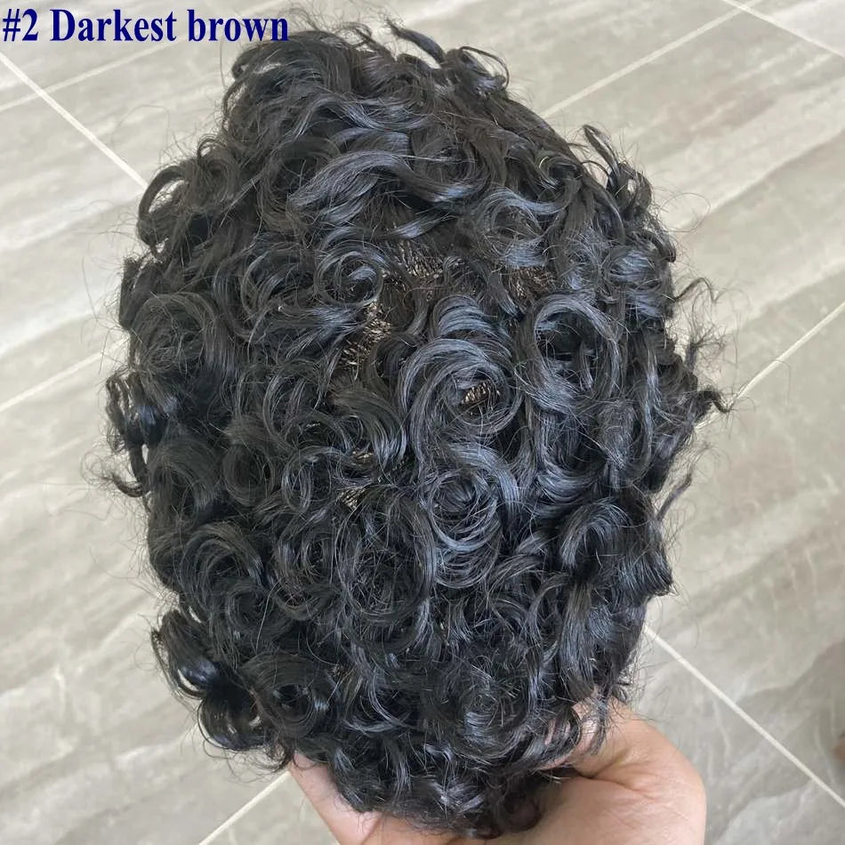 Full Skin Base 20mm Curly Human Hair- Durable Prosthesis System With Natural Frontline - Various Colors Available