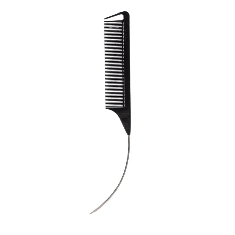 Plastic Heat Resistant Anti-Static Braiding Rat Tail Curved Steel Needle Parting Comb