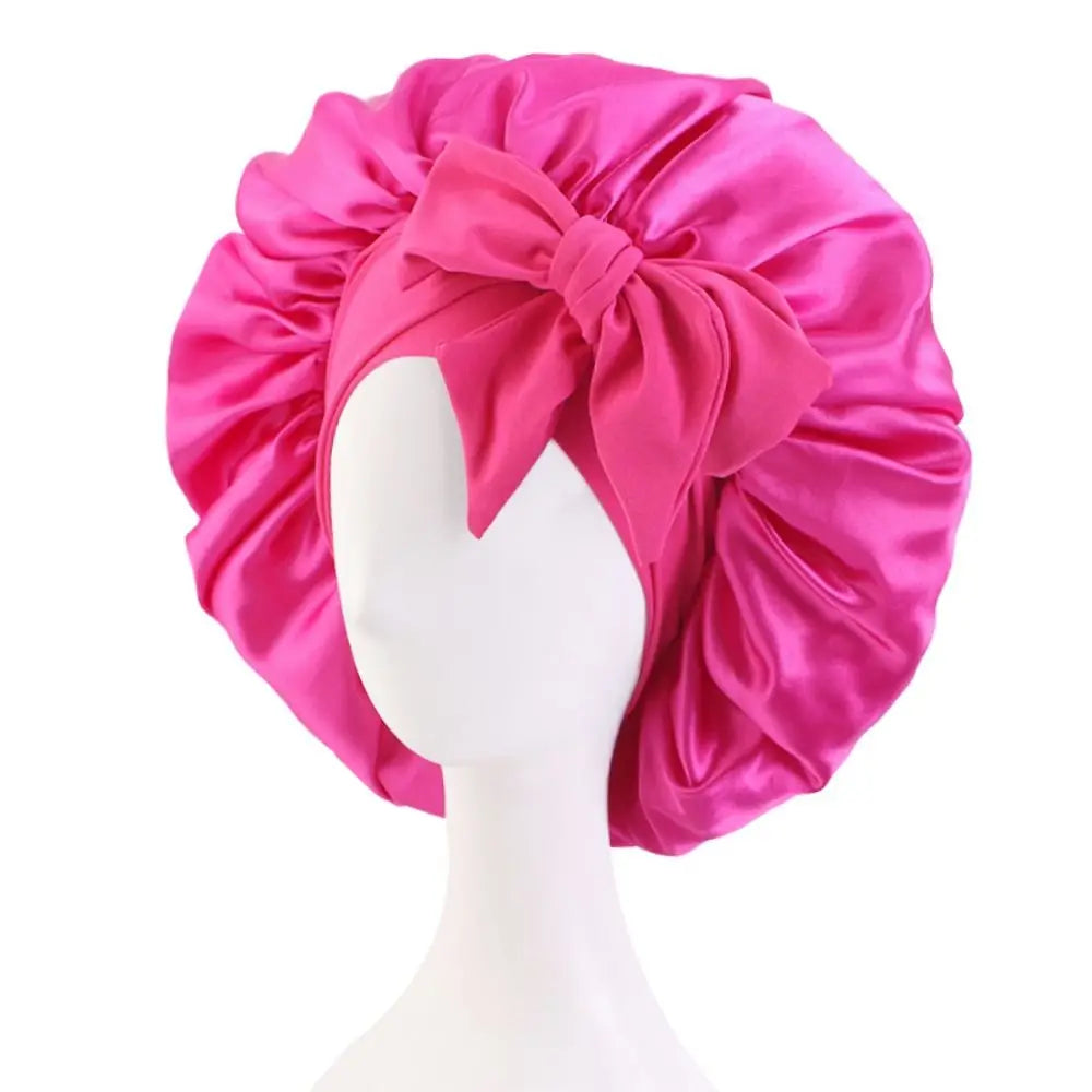 Silk Bonnet Sleeping Caps With Bow Headband