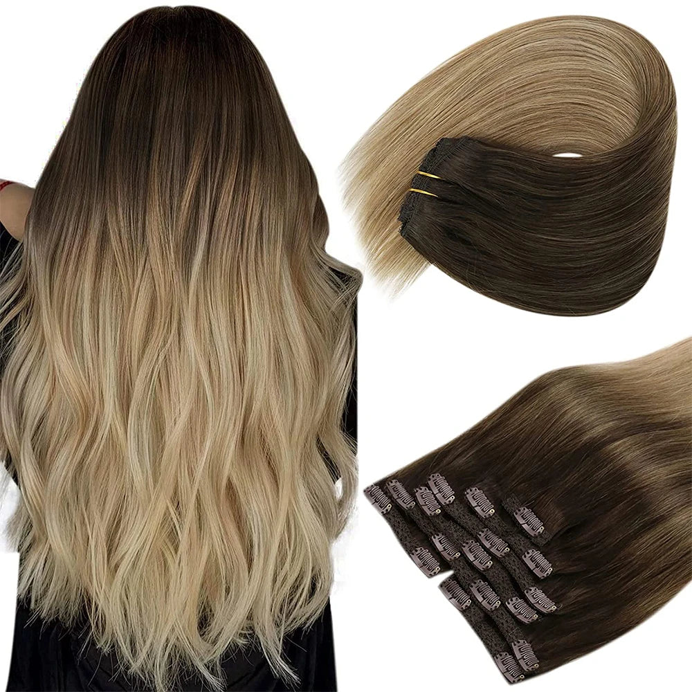 Straight Human Hair Clip Ins - Various Options Available