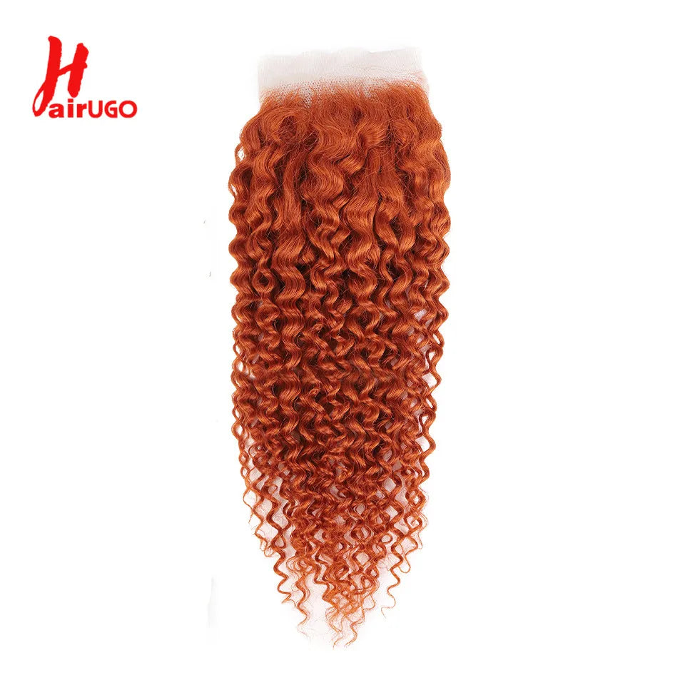 Ginger Orange HairUGo Brazilian Human Hair Lace Closures With Baby Hair - Various Options Available