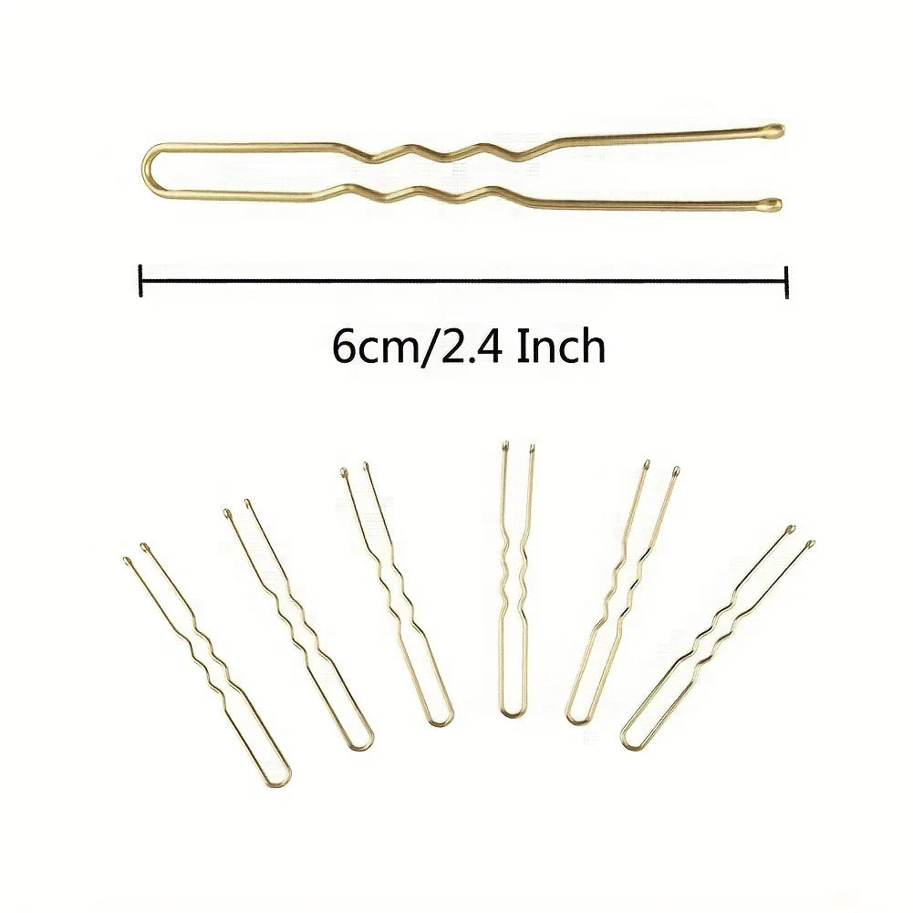 100PCS U Shaped Black Wave Bobby Pins