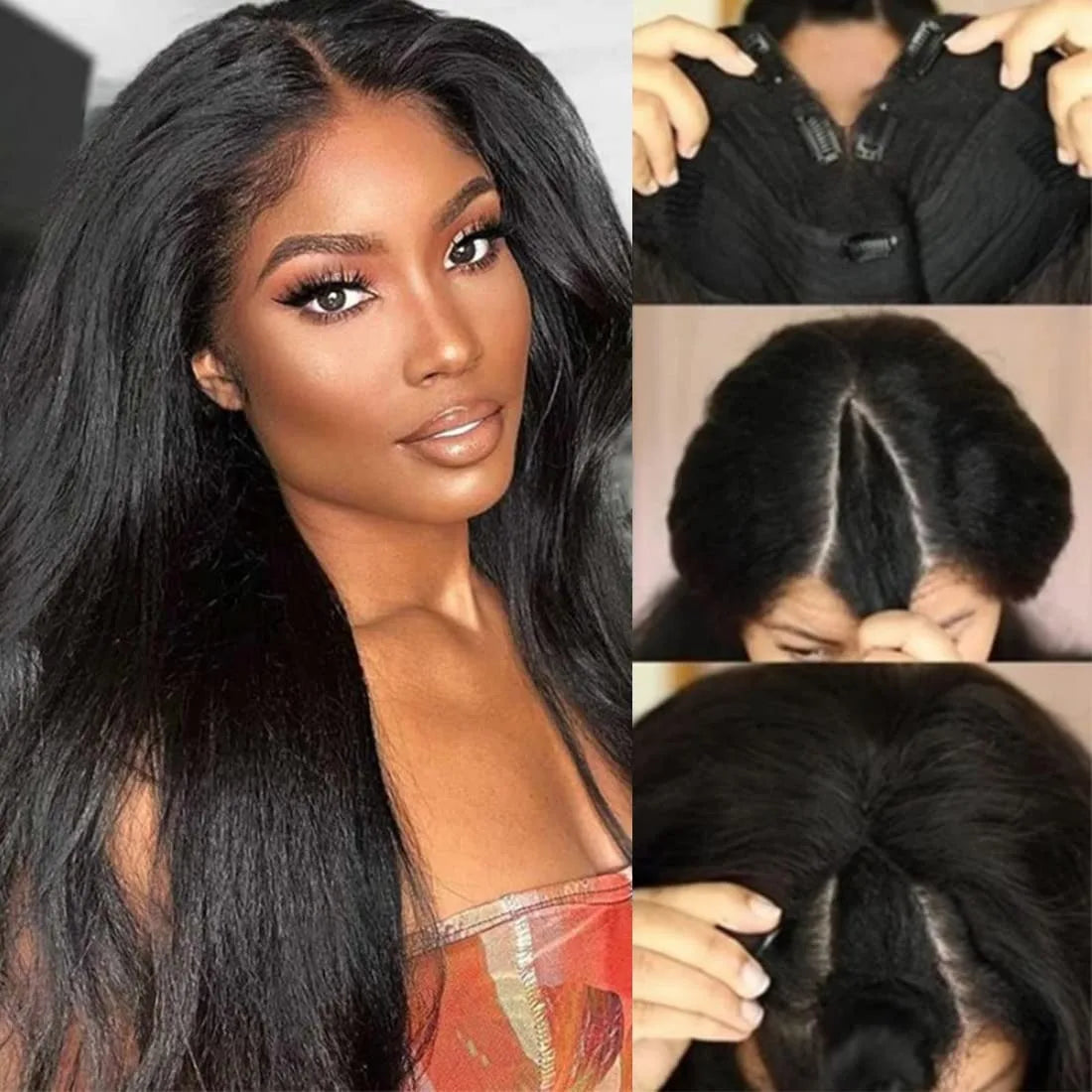 Kinky Straight V Part Human Hair Wig