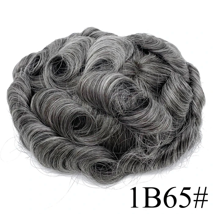 0.08mm Thickness PU Poly Base Double Knotted Toupee Human Hair - Capillary Prothesis