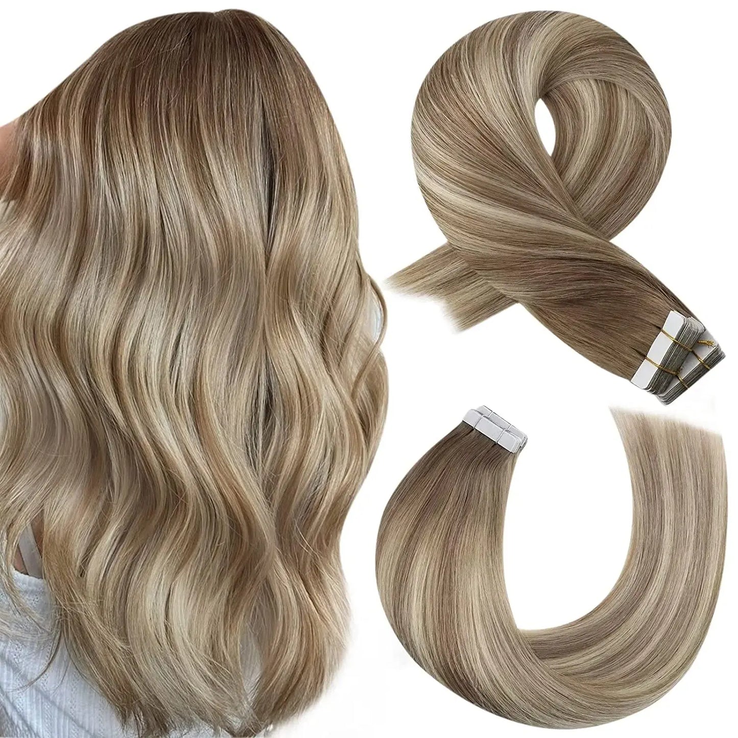 Straight Tape in Human Hair Extensions - Various Colors Available