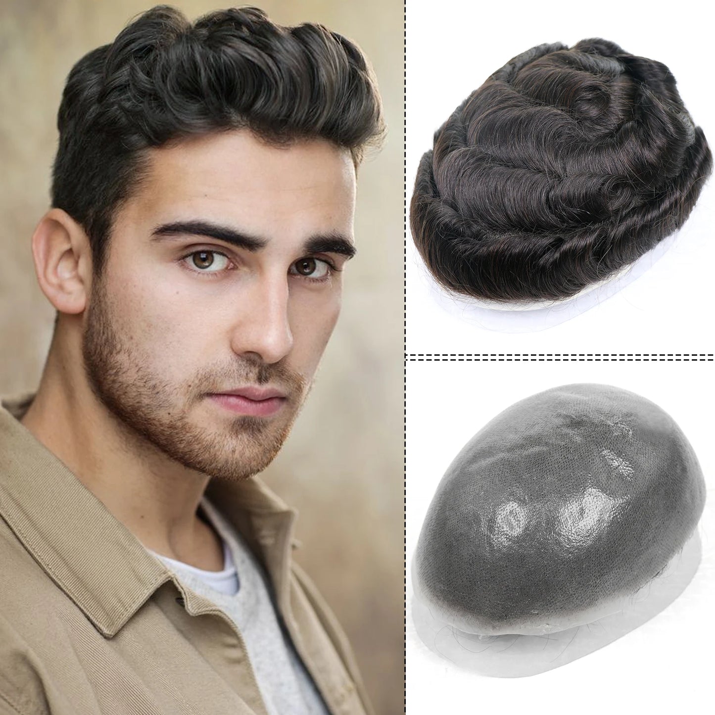 Human Hair 0.06-0.08mm Full PU Skin Base Toupee/Replacement Units - Various Options Available