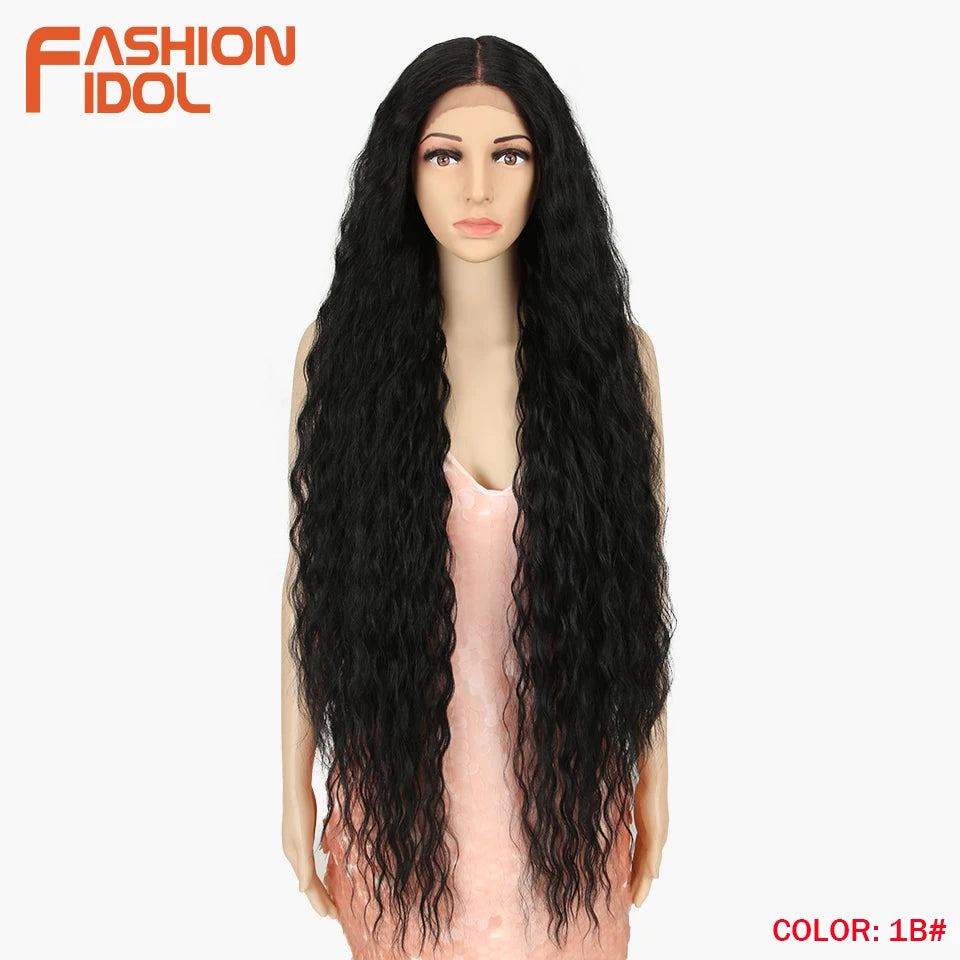 Water Wave 42 Inch Lace Front Synthetic Wigs - Various Colors Available