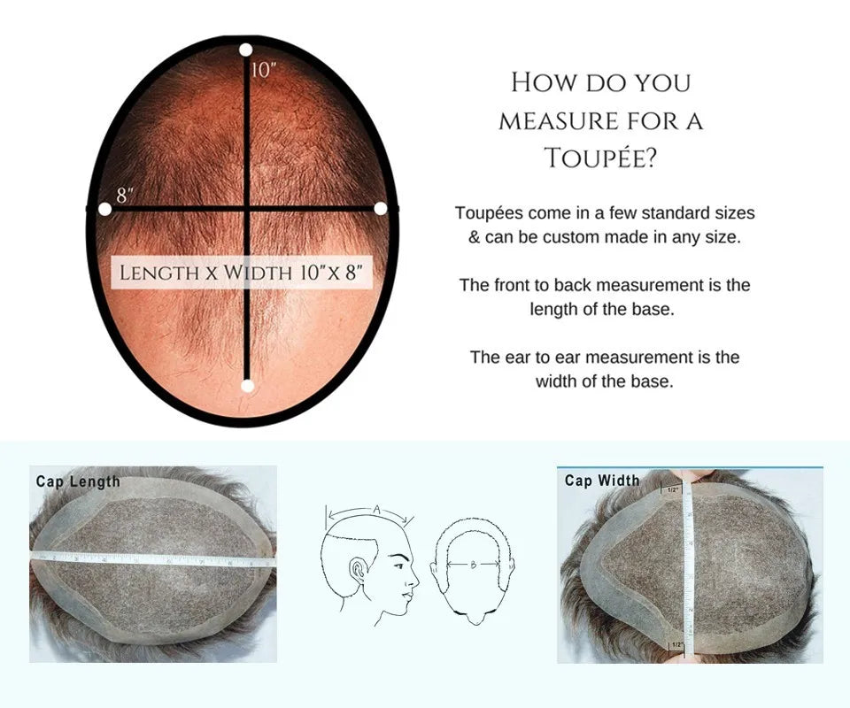 10mm 360 Afro Wave Human Hair Prosthesis Capillary Toupee Full Skin Base Hairpiece Units - Various Options Available