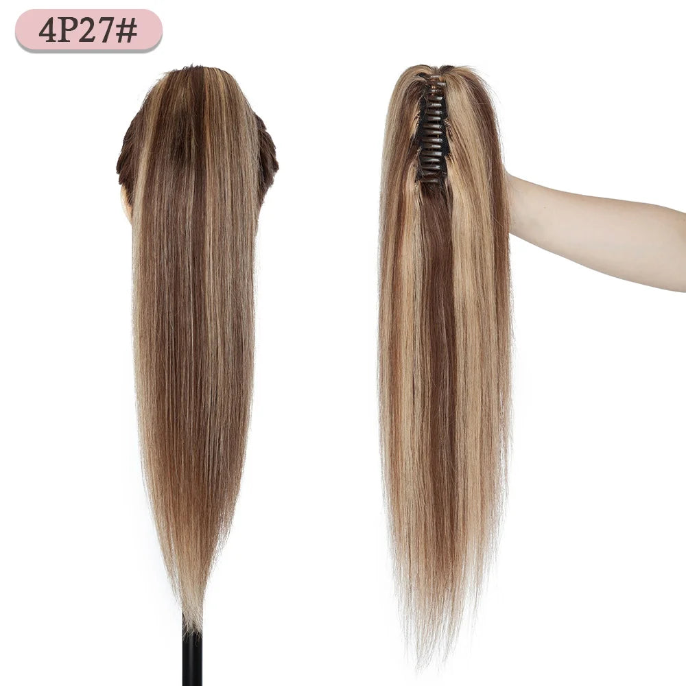Straight Clip On 100% Human Hair Ponytails - Various Options Available