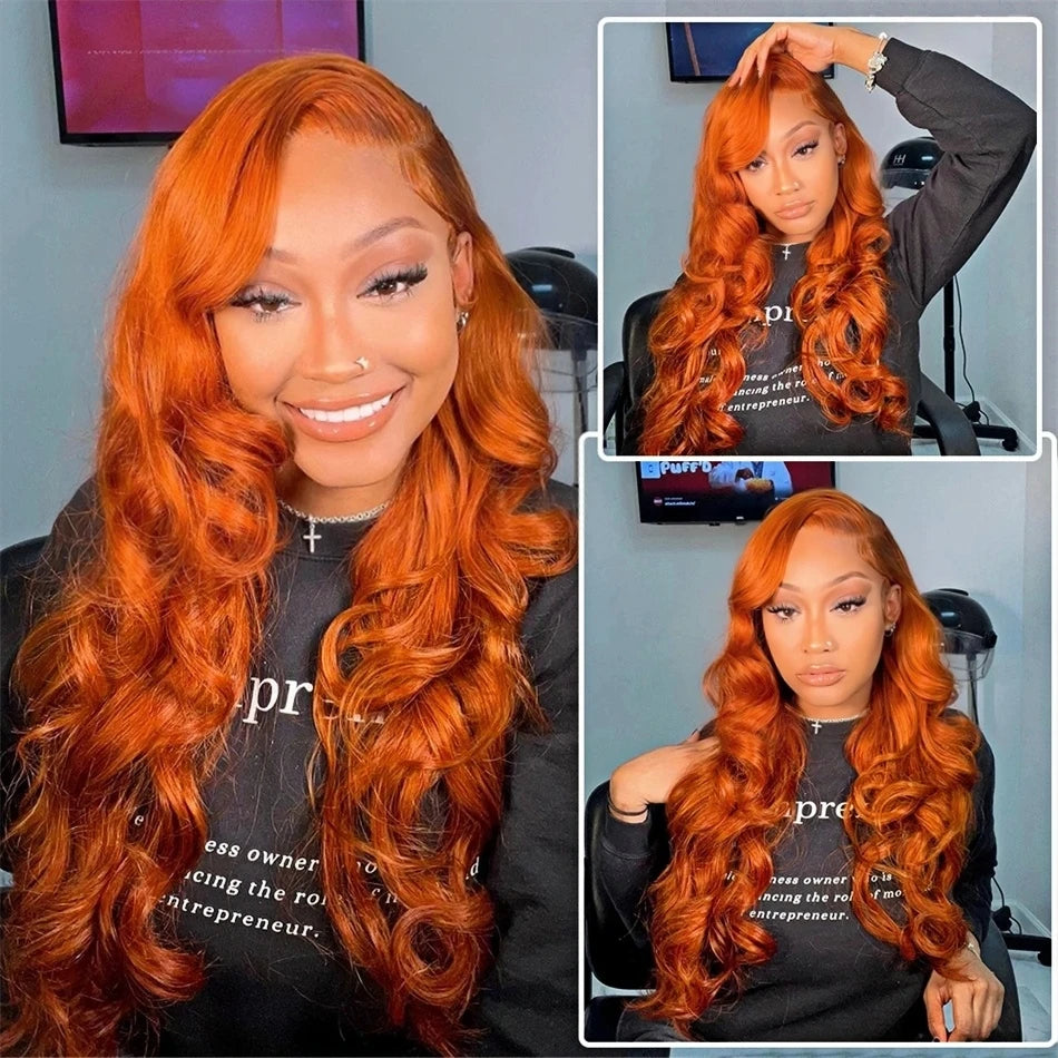 Orange Ginger Body Wave - 13X4, 13x6 HD Transparent Lace Front Glueless Human Hair Wig