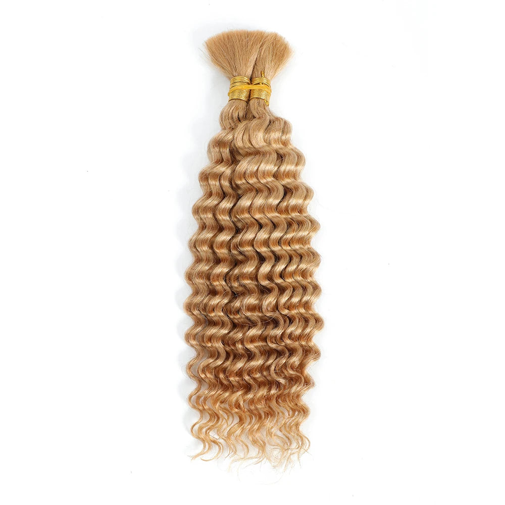 Deep Wave in Various Colors - No Weft Brazilian Virgin Human Hair Human for Braiding (Boho Braids)