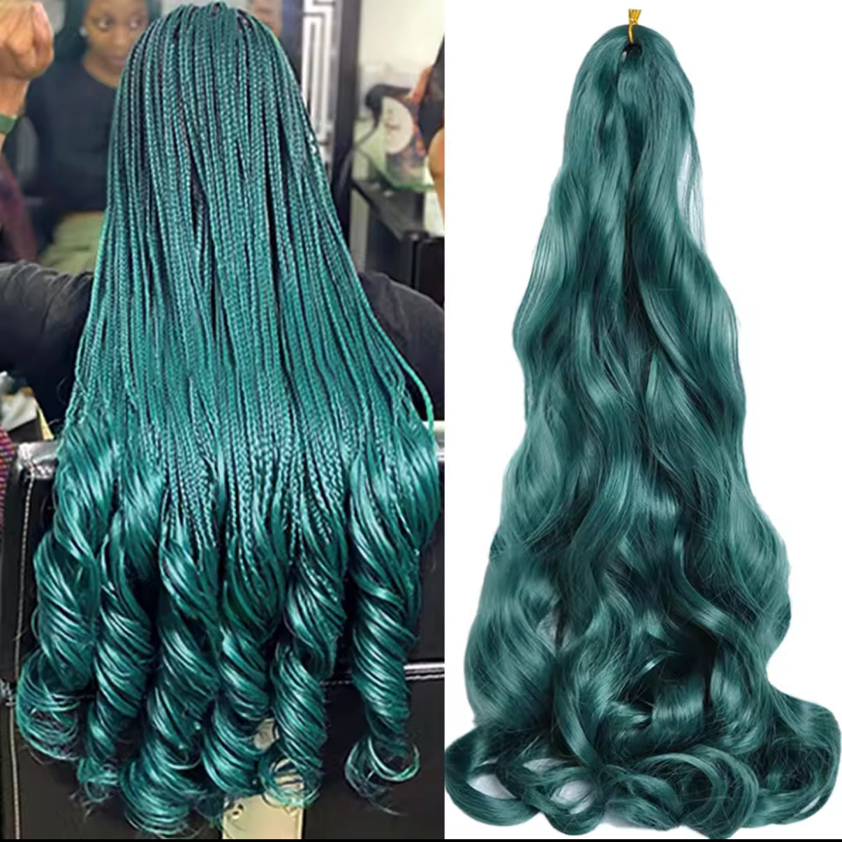 Synthetic Green French Spiral Curls Braiding Hair