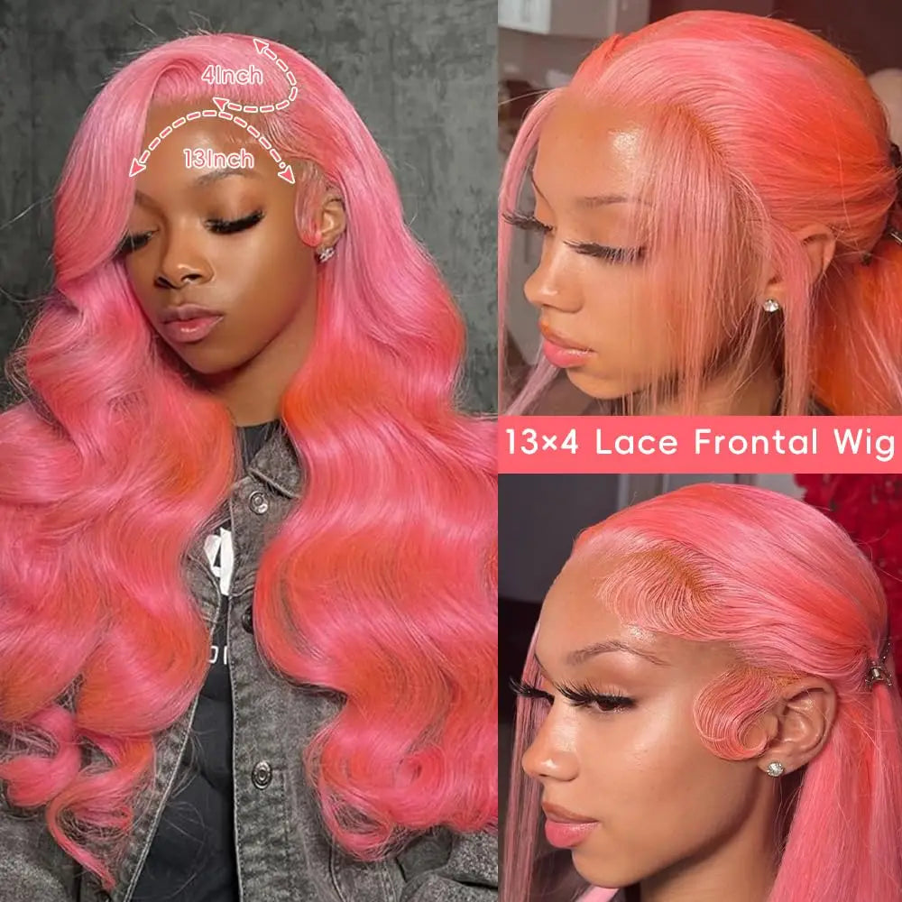 Pink 13x6 Body Wave Pre Plucked HD Lace Frontal Wig