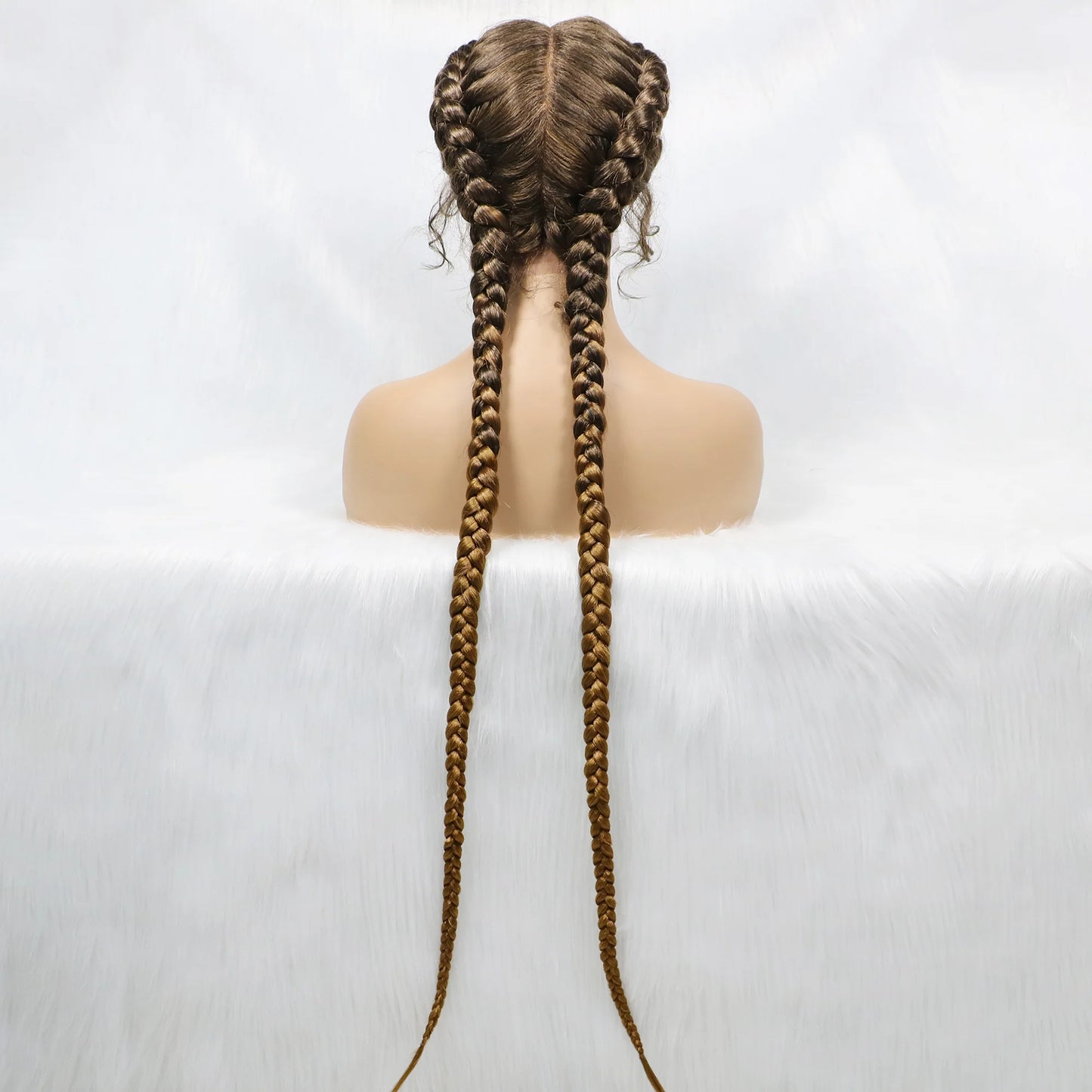 36 Inches Long Lace Front Synthetic Braided Wigs With Baby Hair - Various Colors Available