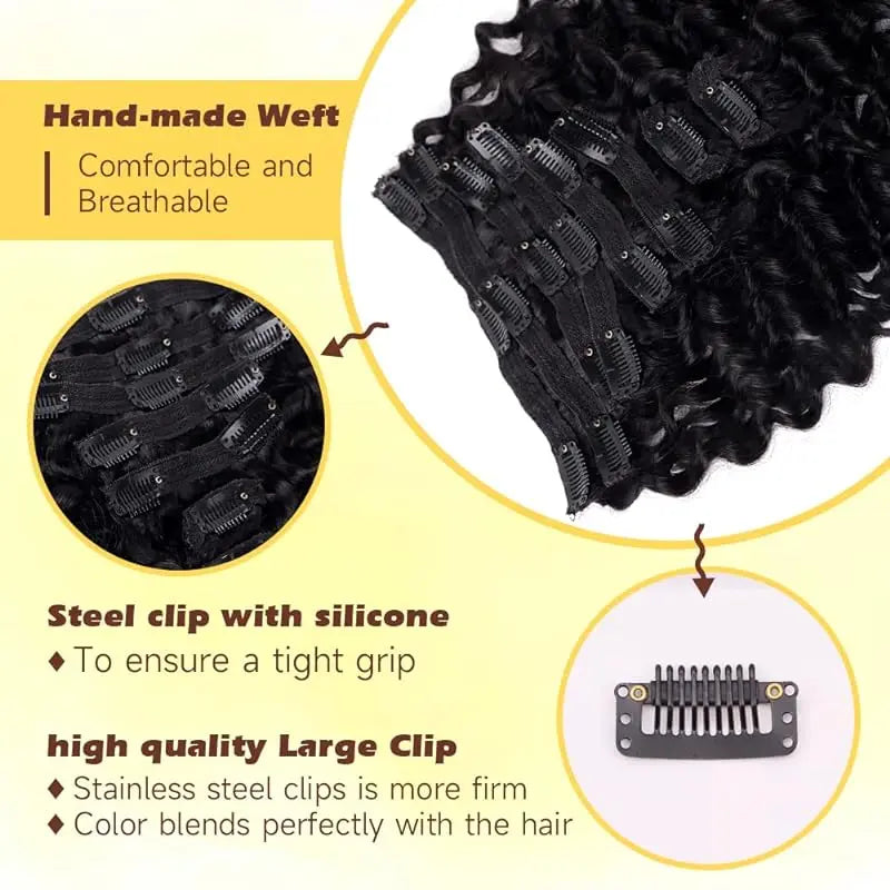Deep Wave Brazilian Human Hair Clip Ins