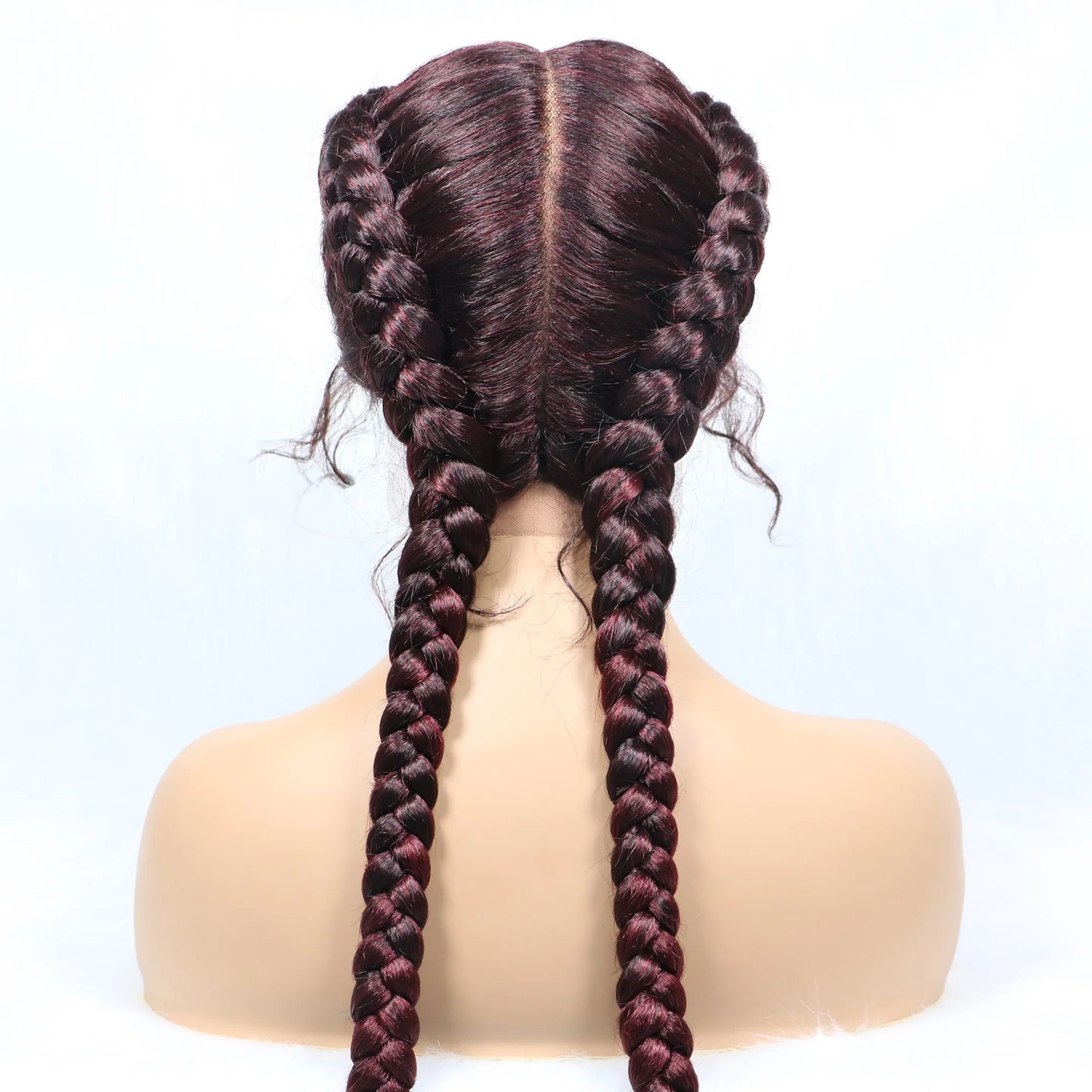 36 Inches Long Lace Front Synthetic Braided Wigs With Baby Hair - Various Colors Available