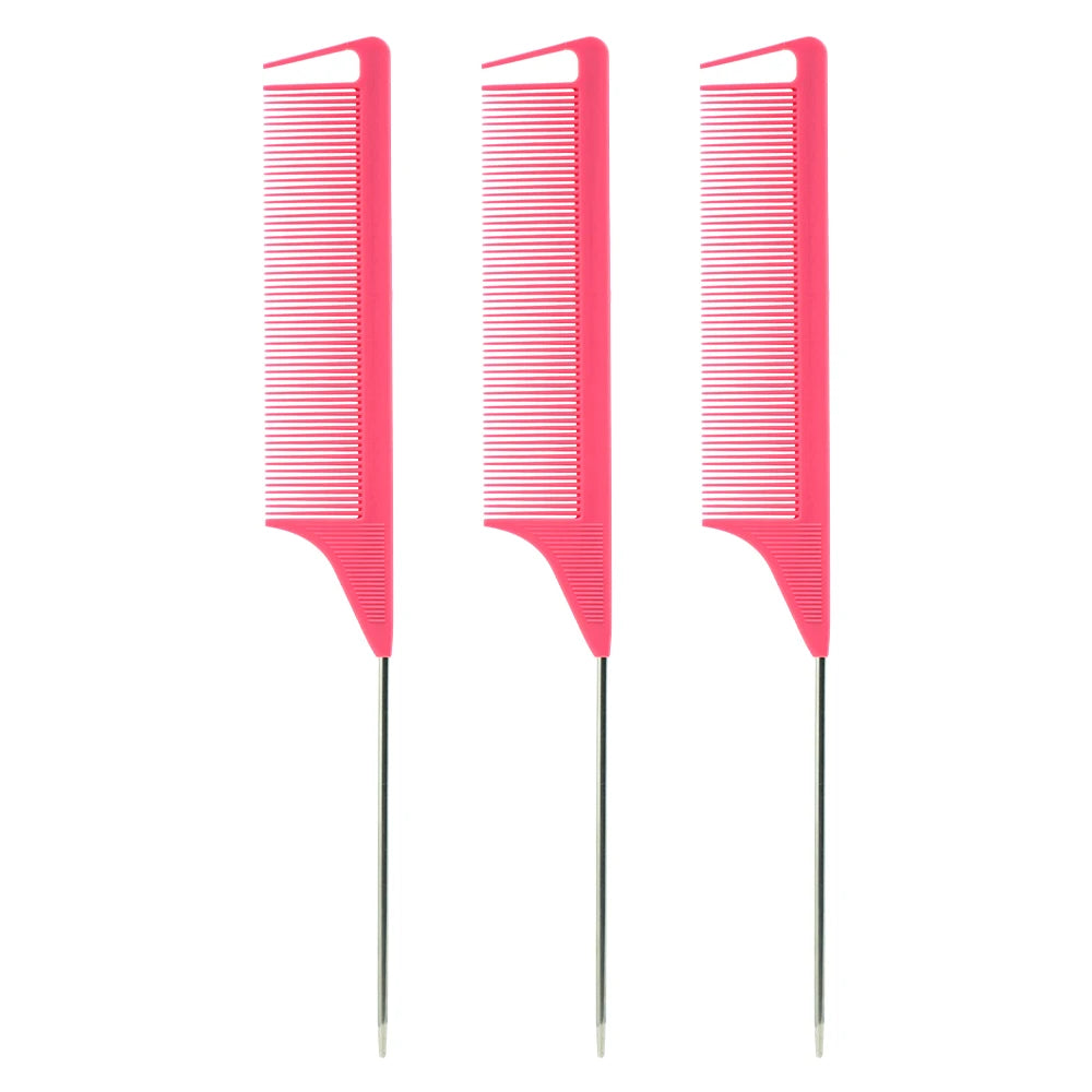 Pro Pointed Tail Hair Styling Anti-static Comb Hair Brush Steel Needle Pin Rat Tail Combs Sets