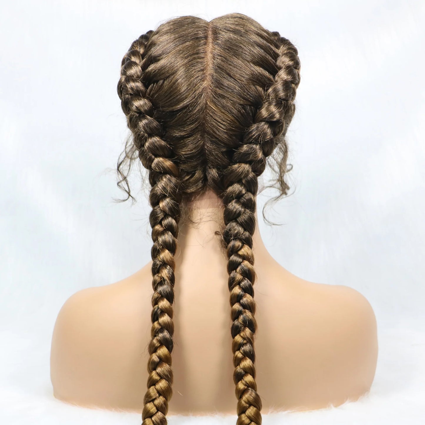 36 Inches Long Lace Front Synthetic Braided Wigs With Baby Hair - Various Colors Available