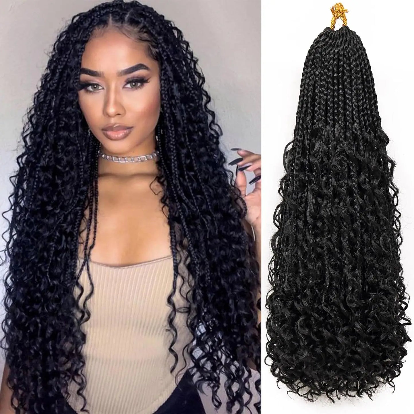 Synthetic Goddess Box Braided Crochet Hair Pre-looped - Various Colors Available