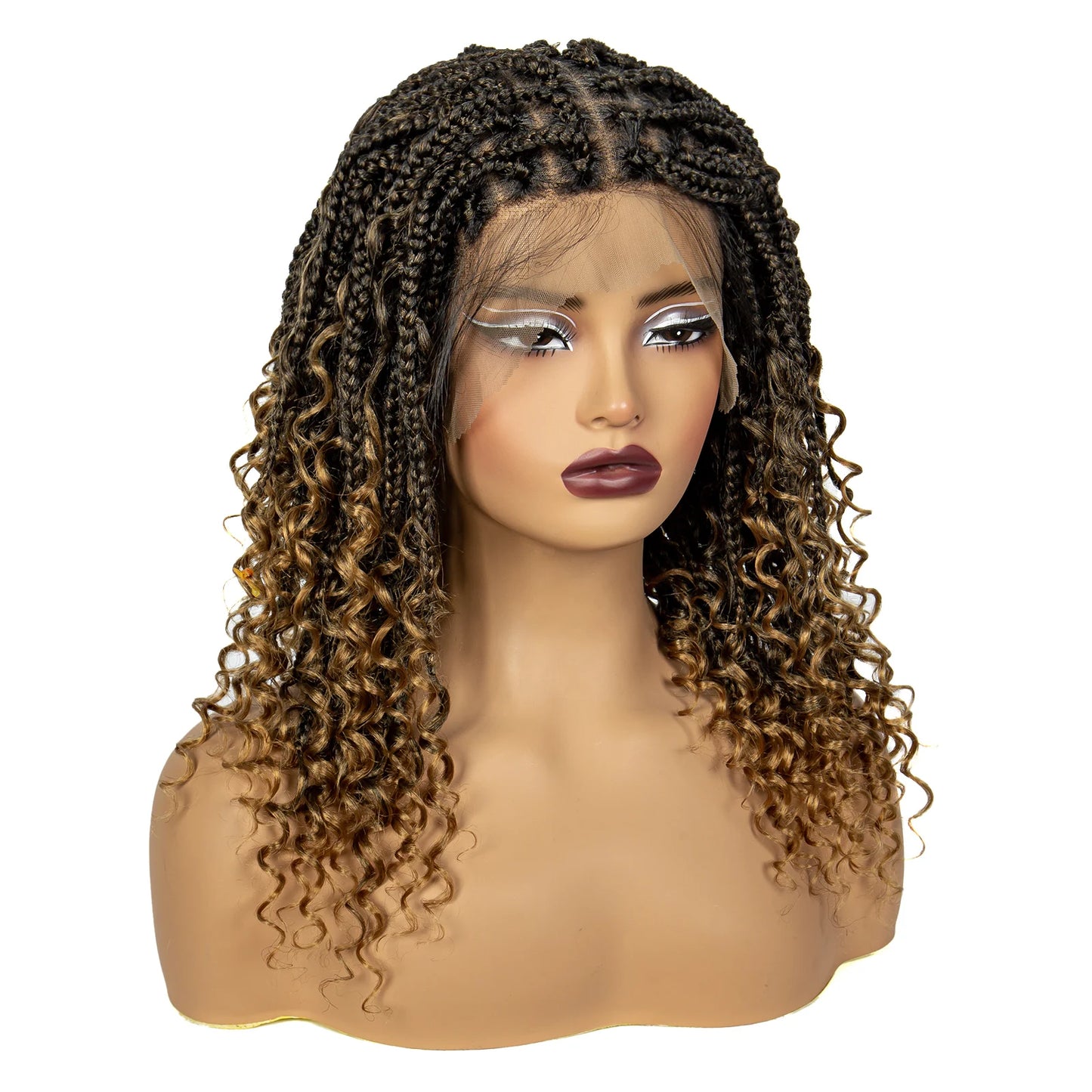 Short Knotless Boho Box Braided Full Lace Wigs - Various Colors Available