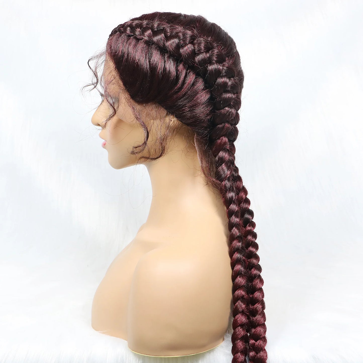 36 Inches Long Lace Front Synthetic Braided Wigs With Baby Hair - Various Colors Available