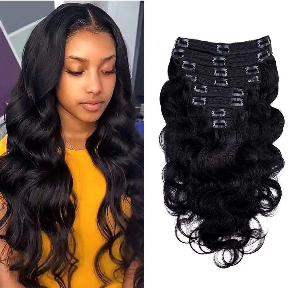 Brazilian Remy Body Wave Human Hair Natural Color Clip Ins