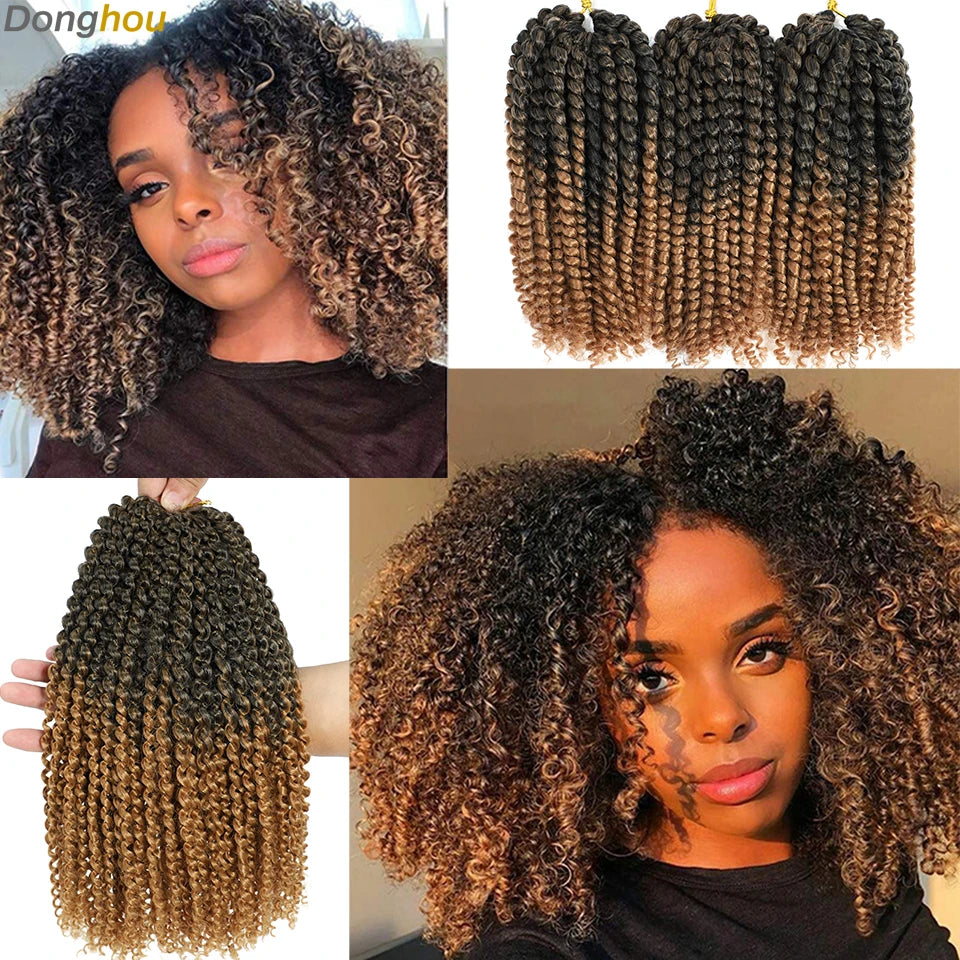 8 Inch Curly Passion Twist Synthetic Crochet Hair - Various Colors Available