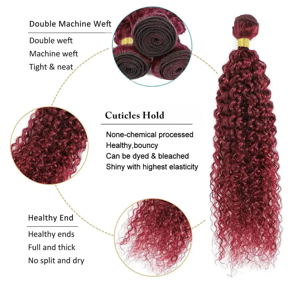 Deep Wave Burgundy 99J Unprocessed Brazilian Virgin Human Hair Bundles