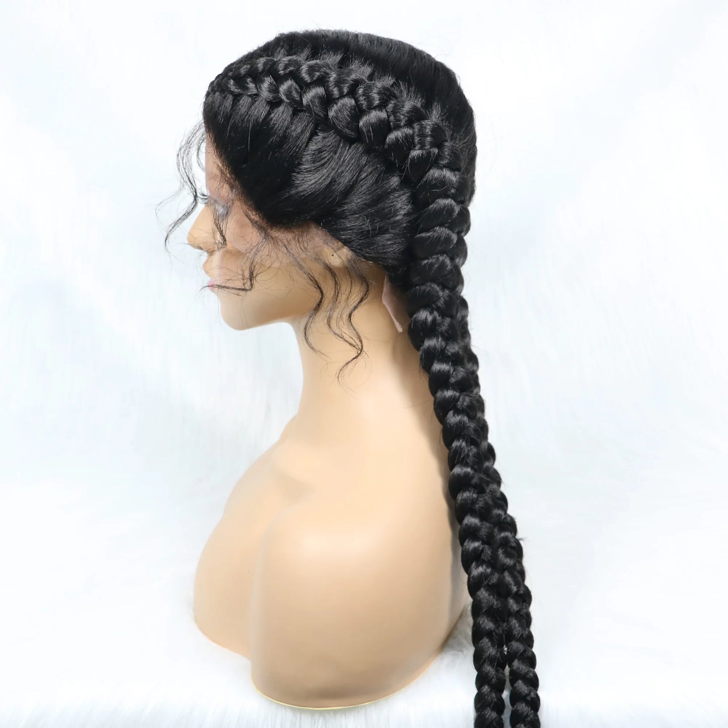 36 Inches Long Lace Front Synthetic Braided Wigs With Baby Hair - Various Colors Available