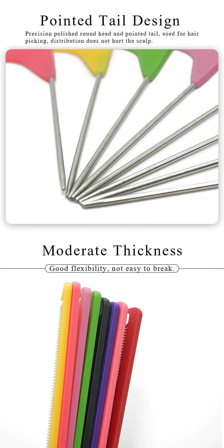 Pro Pointed Tail Hair Styling Anti-static Comb Hair Brush Steel Needle Pin Rat Tail Combs Sets