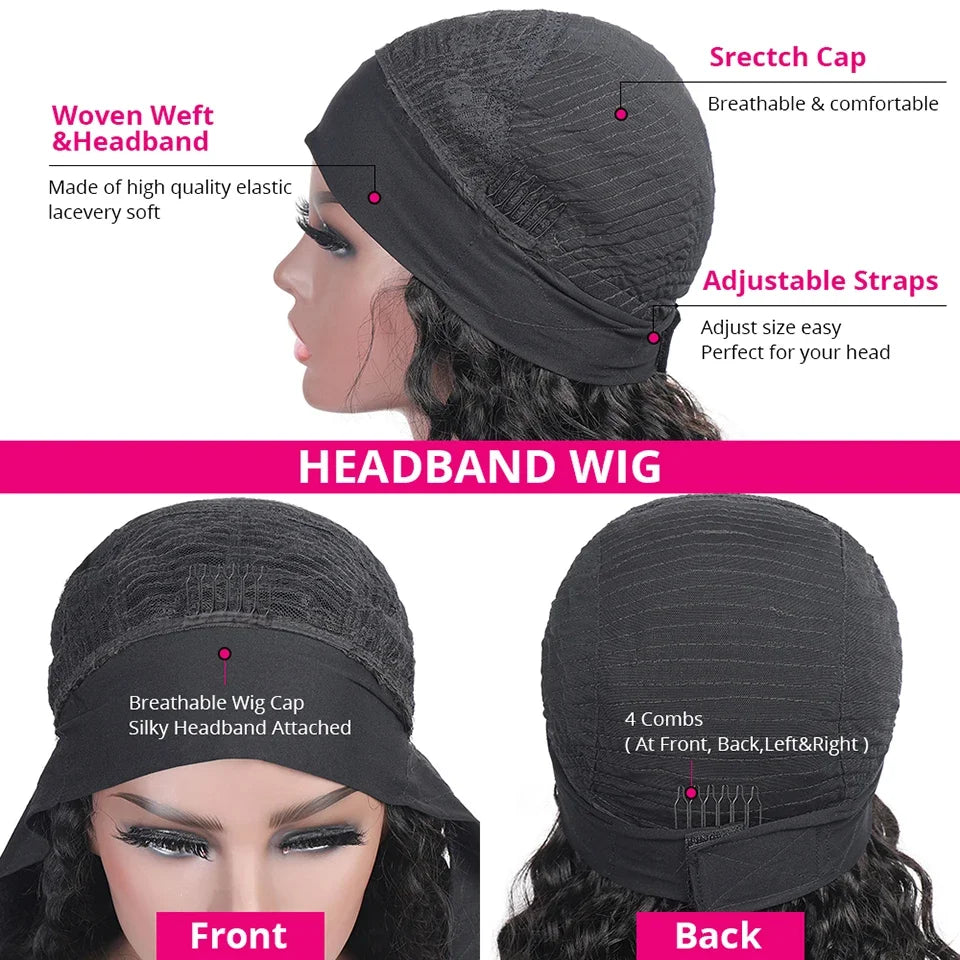 Deep Wave P4/27 Highlight Human Hair Headband Wig