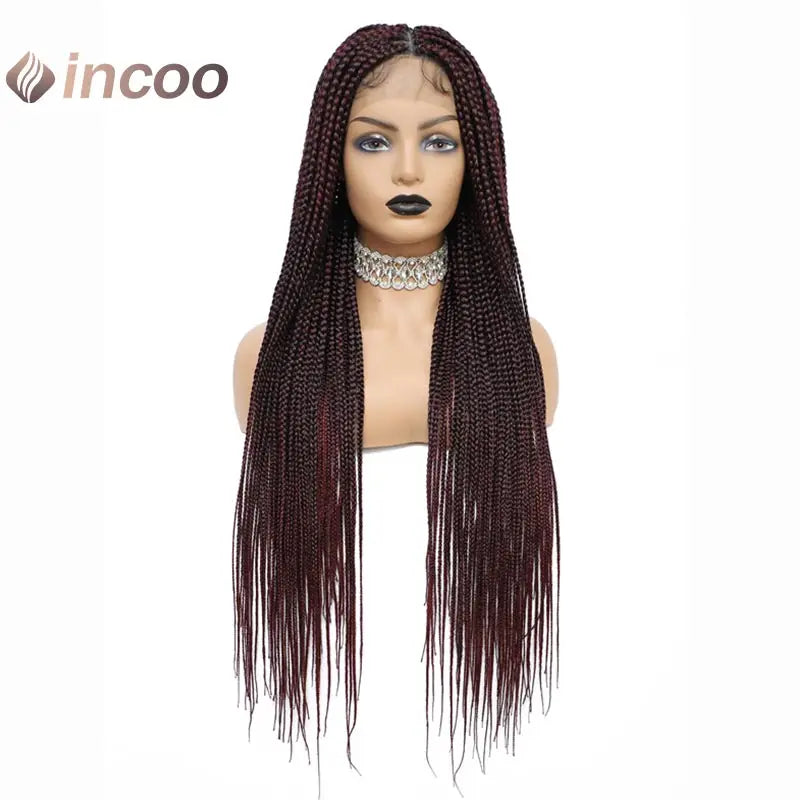 36" Full Lace Front Synthetic Box Braided Knotless Wigs - Various Colors Available