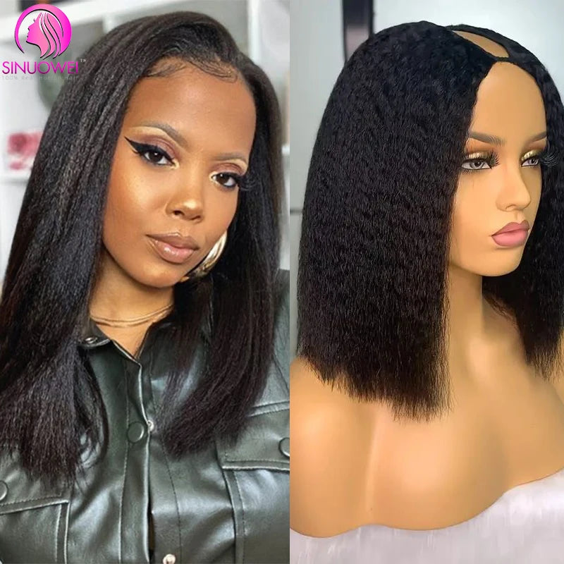 Short Bob Yaki Straight U & V Part Human Hair Wig