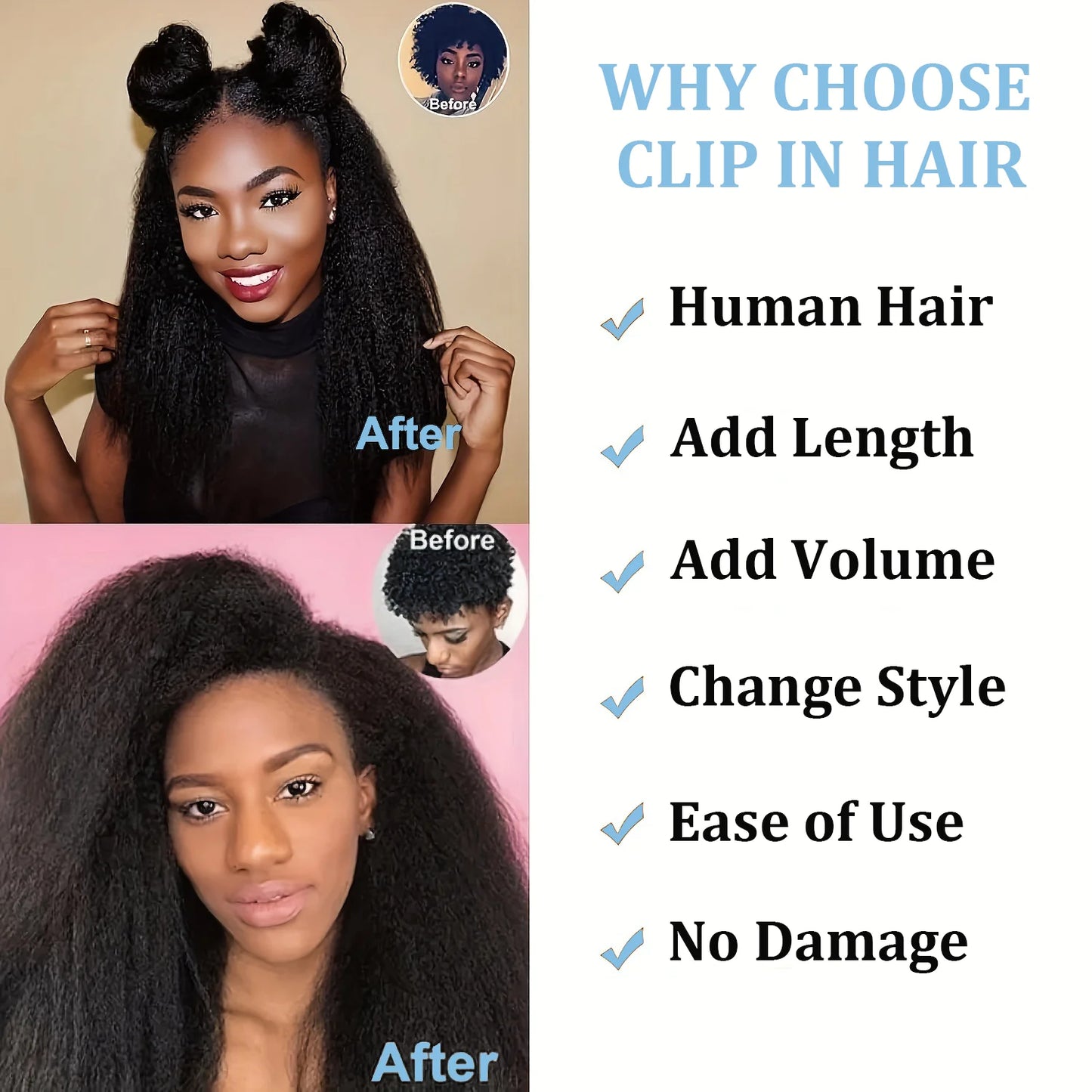 Yaki Remy Straight 100% Human Hair Clip Ins