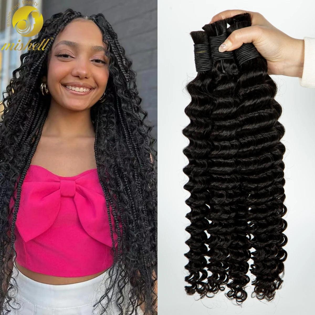 Deep Wave Highlight Ombre Human Hair For Braiding