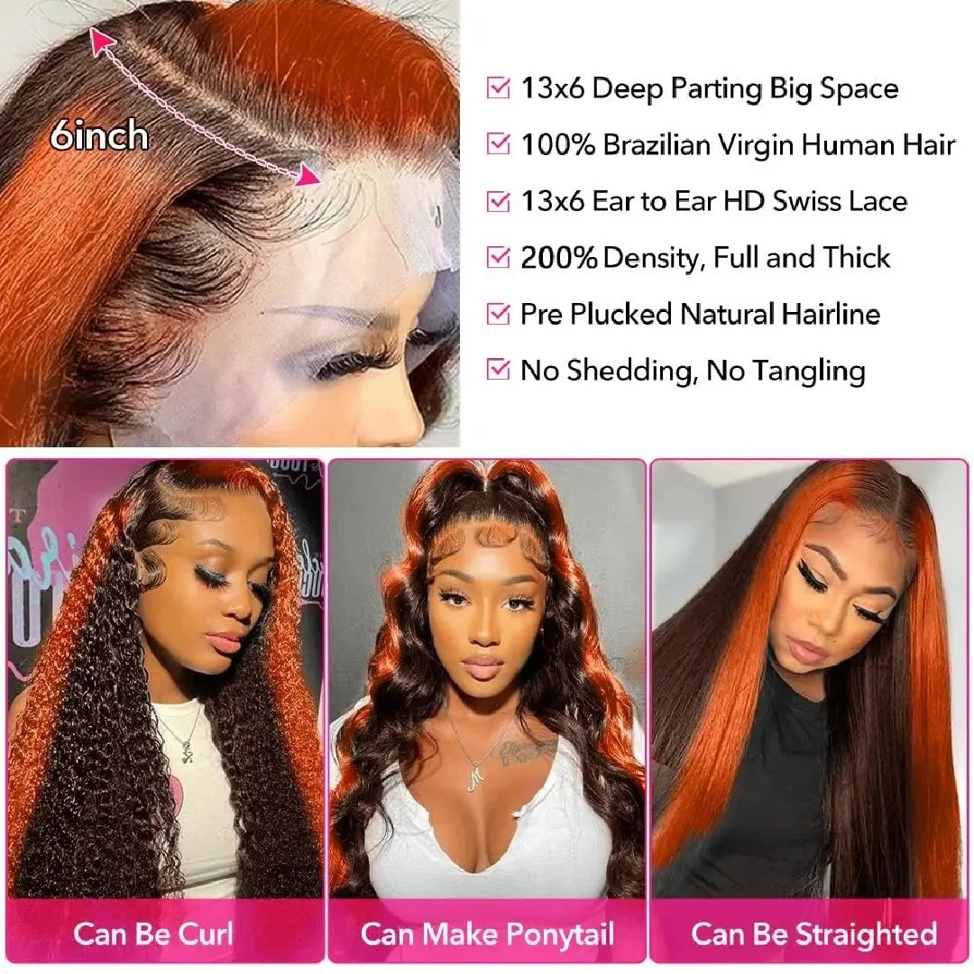 Body Wave Ombre Highlight HD Lace Front Human Hair Wigs