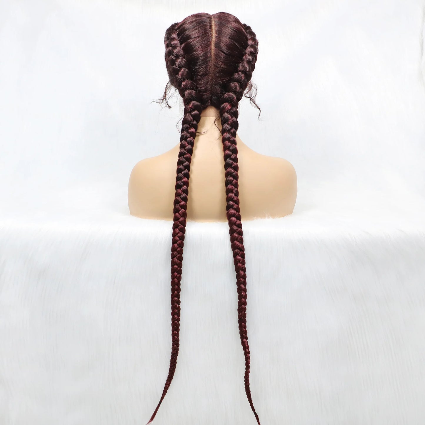 36 Inches Long Lace Front Synthetic Braided Wigs With Baby Hair - Various Colors Available