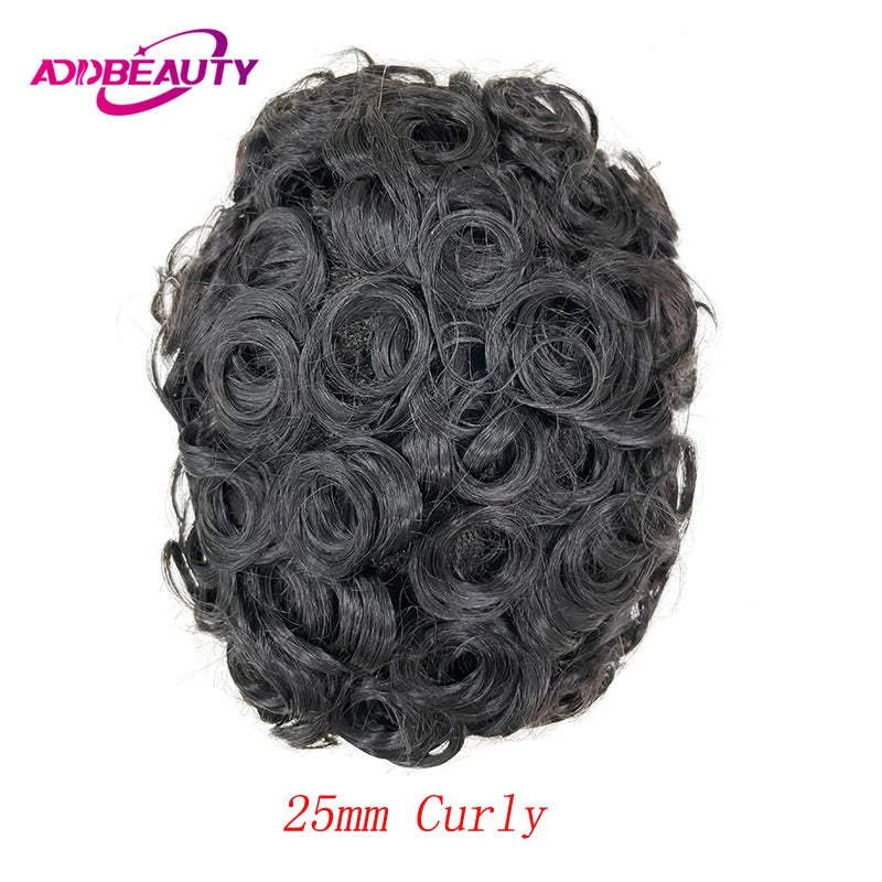 Hair Replacement System (Toupee) - Human Hair Fine Mono NPU, Various Curl Patterns Available