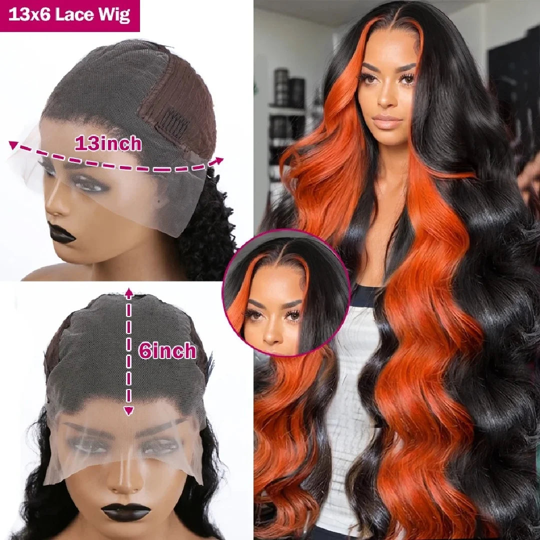 Body Wave Ombre Highlight HD Lace Front Human Hair Wigs