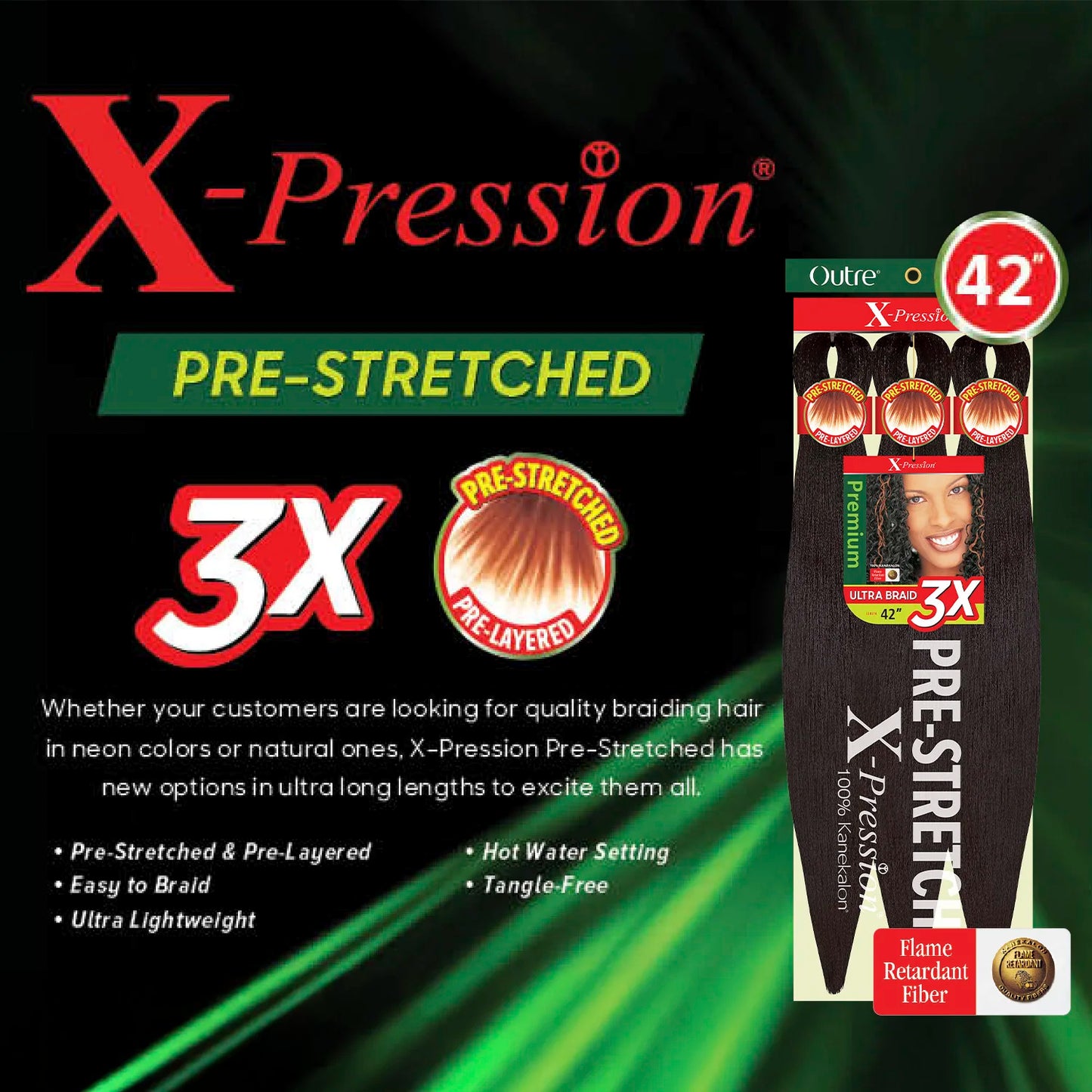 X-Pression Pre Stretched Braid 42" Ultra Lightweight - Various Colors Available