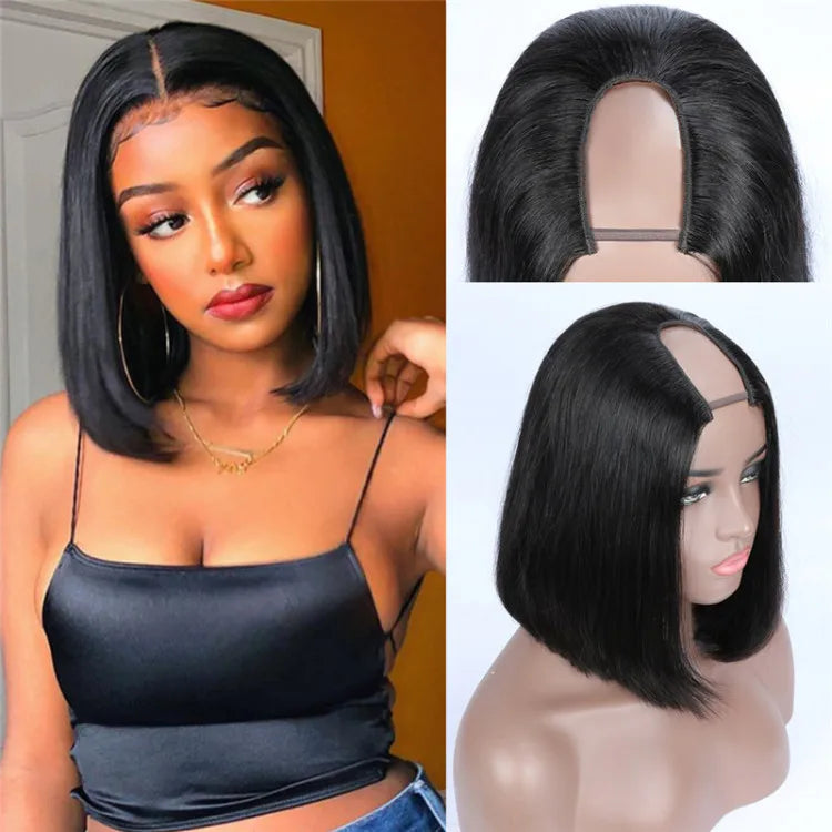 Straight Short U & V Part Bob Human Hair Wigs