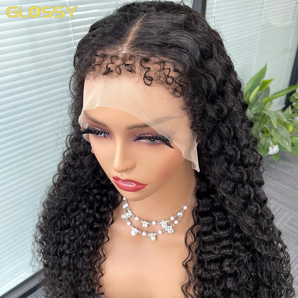 Kinky Deep Wave Curly HD Frontal 4C Edges Human Hair Wig